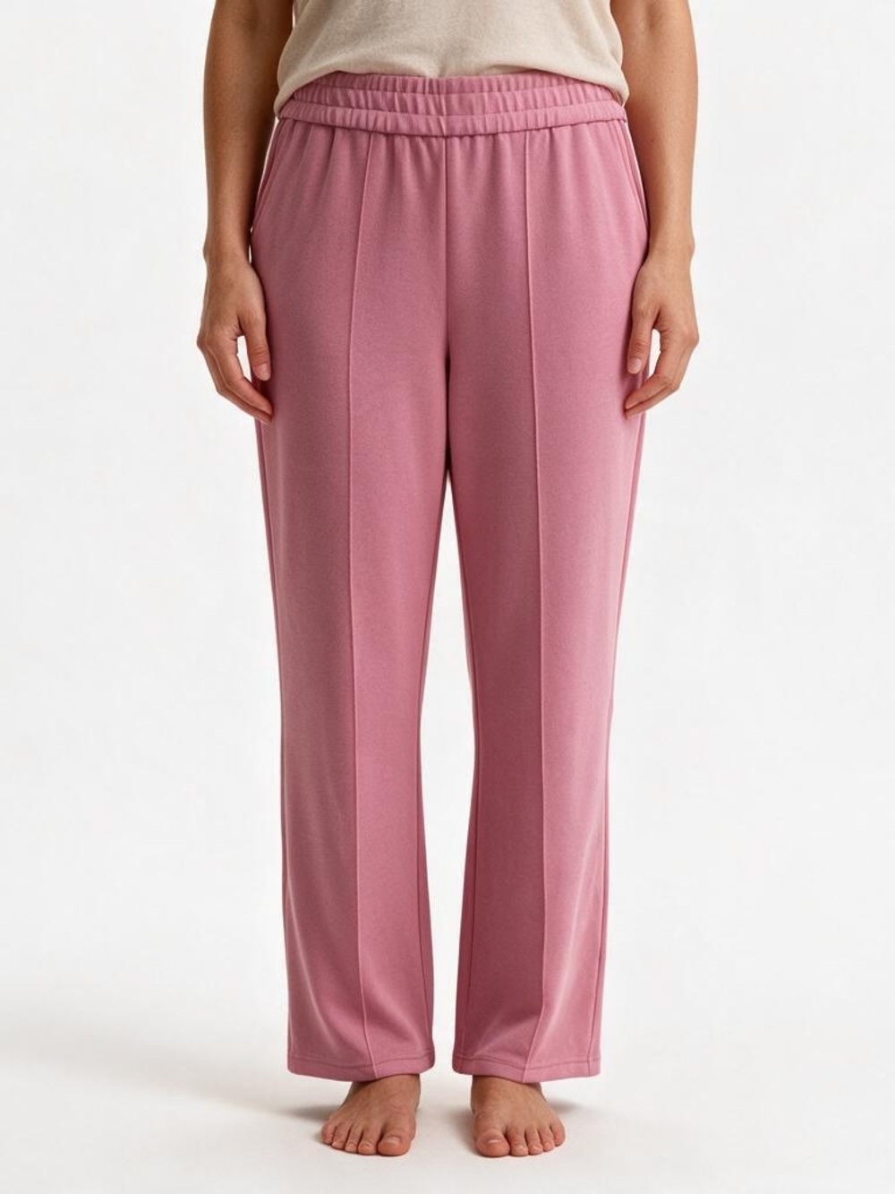 EZY Wear by CH1 Pull On Slim Leg Ankle Length Plus Size 1X Pink NWT Soft Pockets